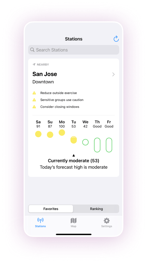 A screenshot of the Air Lookout iOS app